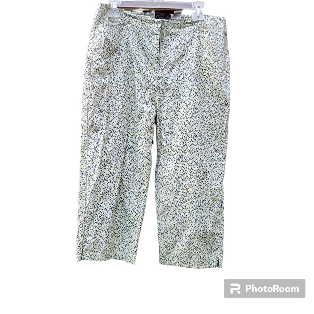 90’s Cottagecore Floral Pants 𝅺Stretch Vintage Capris Capri Size 16